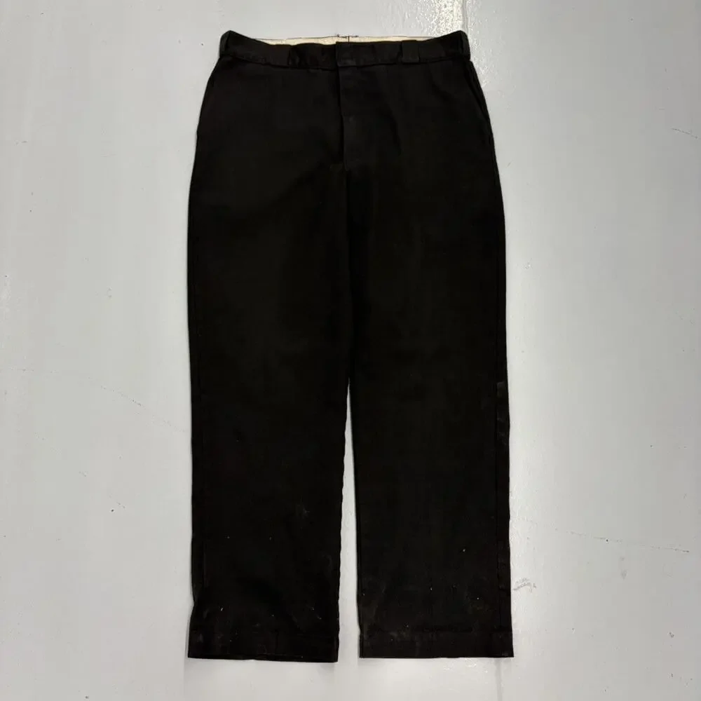 Vintage 80s Dickies Black Canvas Workwear Chinos 38x32